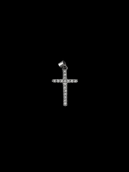 Cross Covered CZ Pendant - Sterling Silver