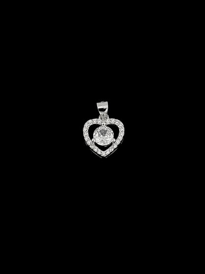 Heart CZ Pendant - Sterling Silver