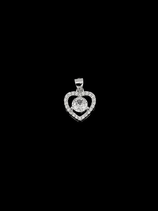 Heart CZ Pendant - Sterling Silver
