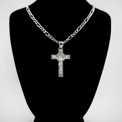 Jesus Corpus & Saint Benedict Pendant - Sterling Silver