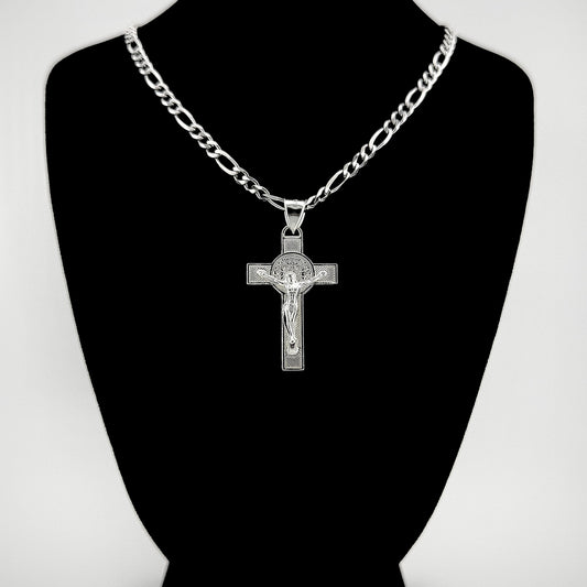 Jesus Corpus & Saint Benedict Pendant - Sterling Silver