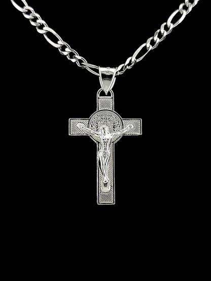 Jesus Corpus & Saint Benedict Pendant - Sterling Silver