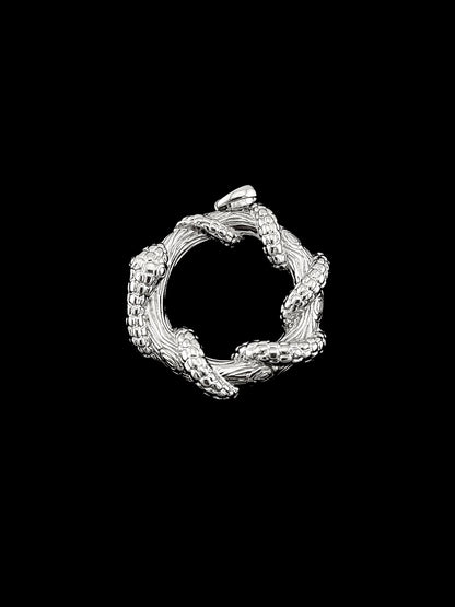 Snake Wrapped on Wood Pendant - Sterling Silver